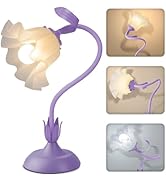 Women Bedside Table Lamps for Bedroom, Cute Flower Desk Lamp with Adjustable Flexible Gooseneck, ...