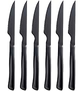 Seeshine Black Steak Knife Set, 6 Piece Stainless Steel Kitchen Knife Set & Kitchen Utility Knive...
