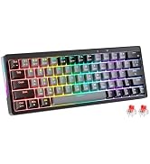 abucow 60% Mechanical Gaming Keyboard Red Switch Wired Compact Keyboard with RGB Backlight Anti-G...