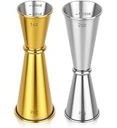 2 Pack Jigger for Bartending, 2 OZ 1 OZ Double Shot Cocktail Measure Jiggers, Stainless Steel Mea...