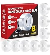 CHANGTIKEJI Strong Double Sided Tape for Walls,Paste Firmly, Clear & Tough Nano,Transparent and T...