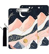 Plastic A4 Clipboard and Flannel Pen Bag Combination, Low Profile Metal Clip, Decorative, Office,...