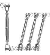 4 PCS 304 Stainless Steel Turnbuckle, 1/2" (M12) Heavy Duty Cable Wire Tensioner, Closed Body Jaw...