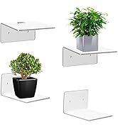 Bolidery 4 Pack Small Acrylic Floating Shelves, 4'' Acrylic Wall Shelves Display Ledges for Stora...