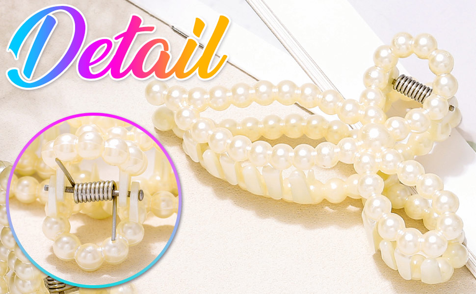 white hair clips pearl hair claw clips cute bow claw clips for women