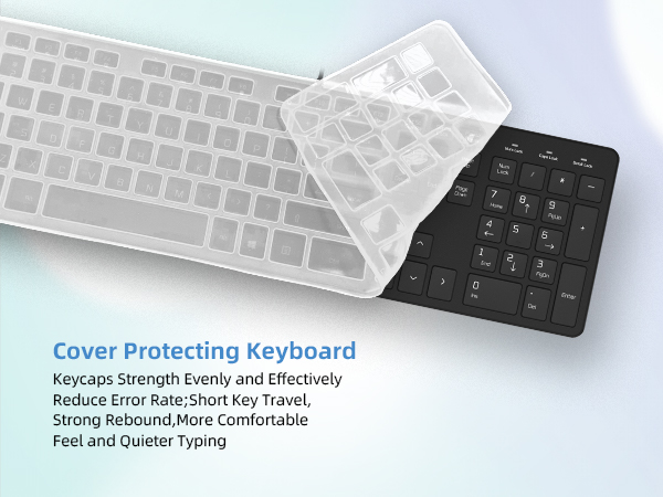 Wired USB Keyboard with Cover/Protector Skin, Low-Profile Flat Keyboard with US Layout (QWERTY)