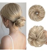 CJL HAIR 2PCs Small Cute Messy Bun Hair Piece for Thin Hair Women Girl Mini Synthetic Curly Bun S...
