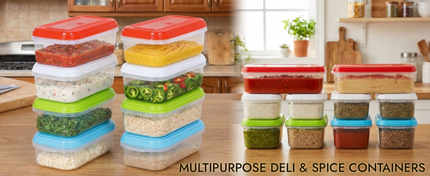 Freezer,Food,Small,Plastic Portion,Leftovers,Spices,Soup,Stackable, Leakproof,Microwave,Containers