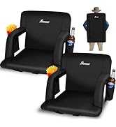 Romswi 2 Pack Etra Wide Backpack Reclining Stadium Seat with Armrests, 6 Adjustable Angle & Hidde...