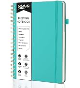 WEMATE Meeting Notebook for Work B5 (7"x10") - PU Leather Work Notebook with Agenda, Action Items...