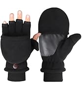 ?????????? Winter Convertible Fingerless Gloves Flip Top Mittens Polar Fleece Hand Warmer Touch S...