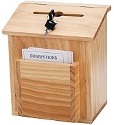 ZENFUN Wooden Suggestion Box with 50 Free Suggestion Cards, Natural Pinewood Ballot Comment Box D...