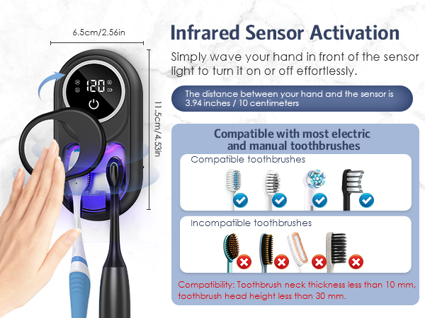 UV Toothbrush Cleaner Holder, Temracha Toothbrush Holders for Bathrooms