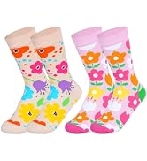 Haakong Floral Socks for Women Girls Funny Novelty Ankle Socks Flower Crew Socks for Spring Holid...
