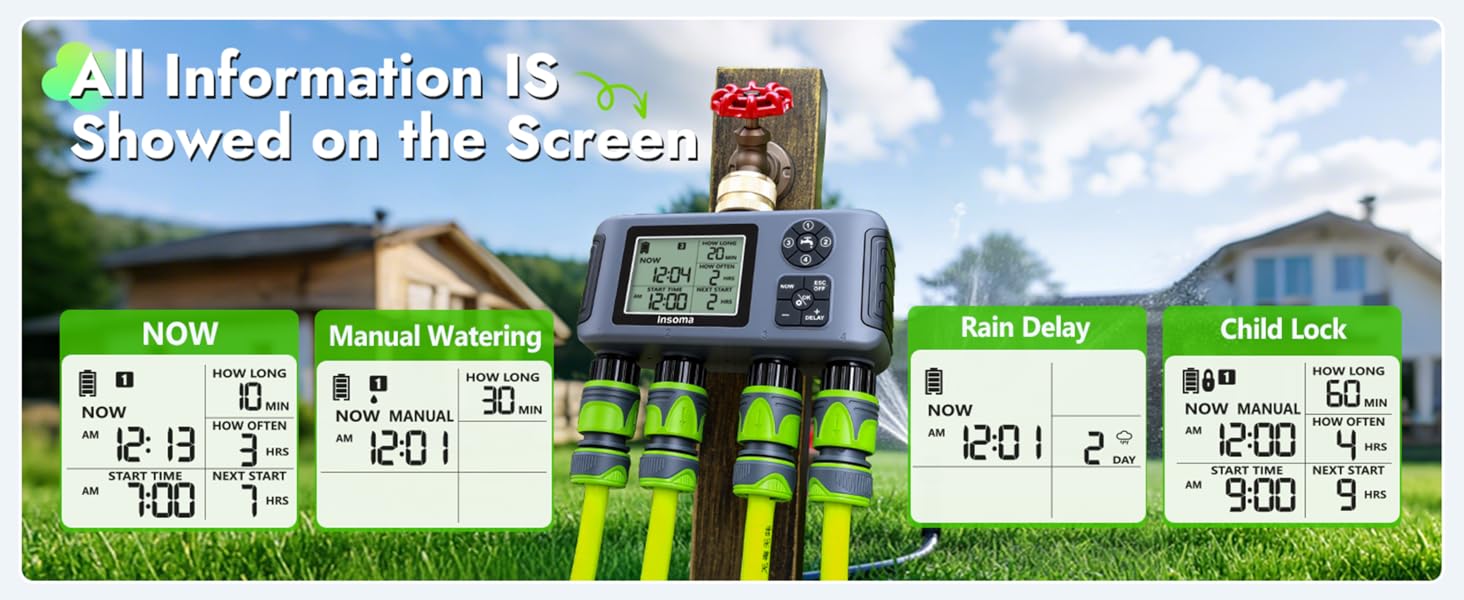 4 zones water timer