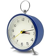 Analog Alarm Clock with Night Light for Kids, 4" Vintage Silent Non-Ticking Tabletop Clock for Sh...