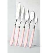 Palette Knife Set,5 PCS Stainless Steel Painting Spatulas with Pink Handle for Acrylic Painting, ...