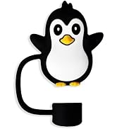 Black Penguin Straw Hat Straw Cover for Stanley Cup, 10mm Silicone Covers Cap for Stanley Cup Acc...