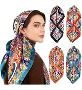 upeilxd 4 Pcs Head Scarf for Women Silk Scarf Hair Scarf Bandanas 35" Square Satin Bag Silk Hair ...