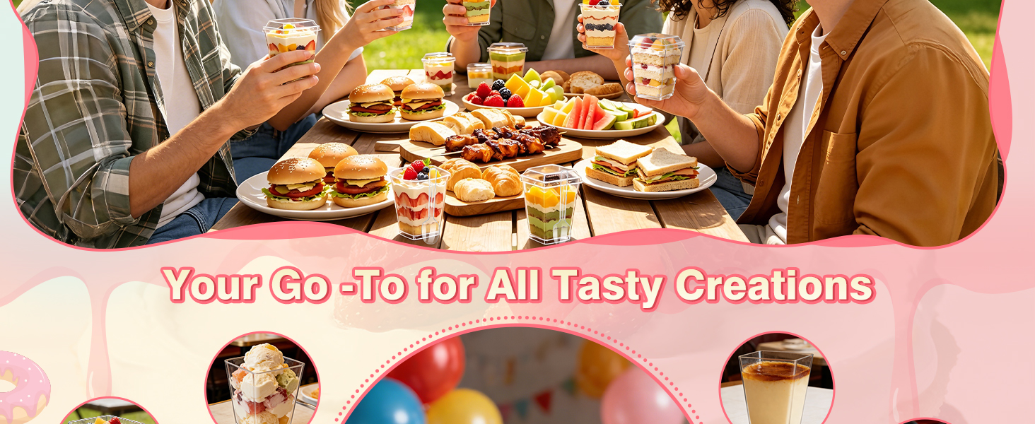 5oz Plastic Dessert Cups with Lids and Spoons