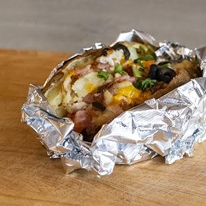 Baked potato with foil