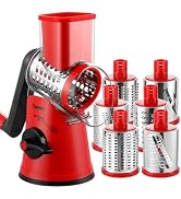 Geedel Rotary Cheese Grater Vegetable Shredder With 6 Interchangeable Blades No Slip Suction Base...