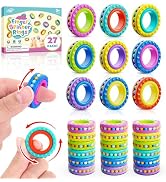 Fidget Toys Sensory Rings for Kids: 27 Pack Multi-Functional Finger Spinner - Bulk Fidgets for Cl...