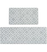 FRESHMINT Kitchen Mat Set of 2, Anti-Fatigue Cushioned Kitchen Mats for Floor, Waterproof Non Sli...