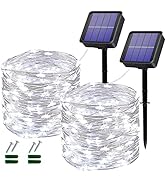 Solar Fairy Lights Outdoor,2 Pack 120LED Solar Lights Outdoor Waterproof 12M/40Ft 8 Modes Outdoor...