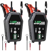 2 Pack 3 AMP Battery Charger - 6V/12V Smart Automotive Battery Charger, Fully Automatic and Maint...