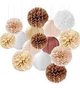 Boho Rustic Wedding Party-Decorations Paper Flowers Lanterns - 15PCS Fall Baby Shower Gender Neut...