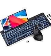 Wireless Keyboard and Mouse, MicroPack Bluetooth Keyboard and Mouse, 7 Backlit Dual Mode Multi De...