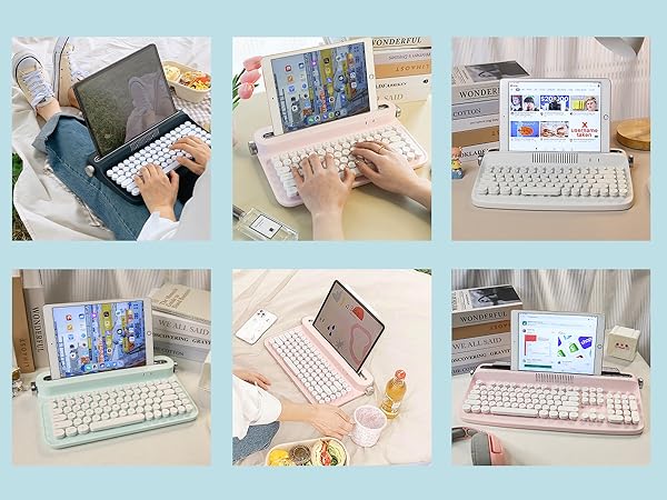 YUNZII ACTTO B303 Wireless Typewriter Keyboard, Retro Bluetooth Aesthetic Keyboard