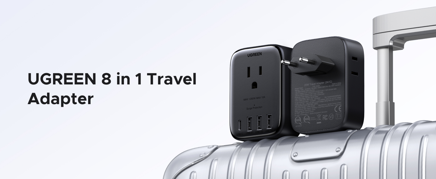 UGREEN 8 in 1 Travel Adapter