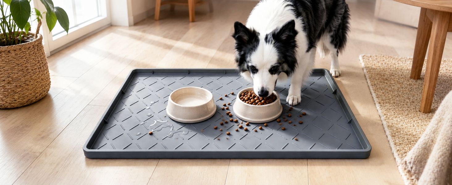 silicone dog food mats for floors waterproof, boot tray, kitchen sink mat, under cabinet organizer