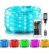 Minetom Color Changing Rope Lights Outdoor, 33FT 100 LED String Lights with Plug & Remote, Waterp...