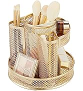 Annova Mesh Desk Organizer Rotate with 5 Compartments Round Spinning Tidy Candy/Pen Holder Desk A...
