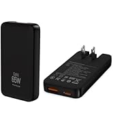 RUIDUN 65W GaN USB C Ultra Slim Charger, 2-Port Compact Foldable Fast Charger Power Adapter for i...