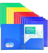 KTRIO 16 Pack Plastic Folders with Clear Front Pocket, 2 Pocket Folders Heavy Duty Folders with P...