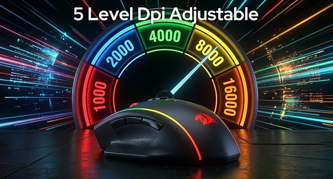 Redragon M686 wireless mouse with five DPI levels for esports enables fast sensitivity changes