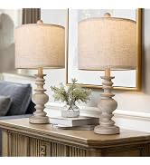BOBOMOMO Tradition 20" Rustic Table Lamp Set of 2 for Living Room Bedroom Bedside Desk Lamps Bedr...