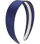 Wecoe Navy Blue Headband 1.6 Inch Wide Silk Satin Headband Women Non Slip Fashion Plain Head Band...