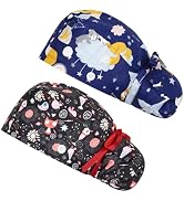 FADACHY Scrub Caps Women,Ponytail Holder Working Cap with Buttons Ribbon Tie for Laies,Surgical N...