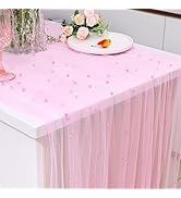 Pearl Table Runner 30 x 120 Inch Wedding Table Decor White Tulle Fabric Lace Dessert Table Cloth ...