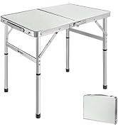 VILLEY Folding Camping Table, Portable Lightweight Outdoor Table with Aluminum Adjustable Legs fo...
