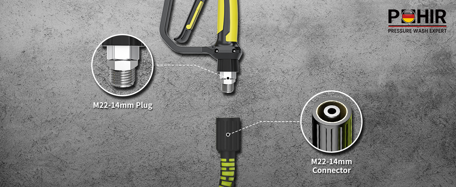 POHIR Pressure washer gun hose M22-14mm plug
