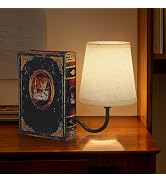 FUNTAPHANTA Vintage Bookshelf Lamp Rechargeable, Cordless Book Lamp with Linen Shade, Dimmable To...