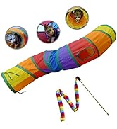 PetLike S Way Cat Tunnel Collapsible Pop-up Pet Tube Hideaway Play Toy with Ball (S-Way, Rainbow)