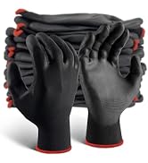 FJDZ SAFETY Ultra-Thin PU Coated Work Gloves 12 Pairs Breathable High Dexterity Gardening Warehou...
