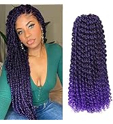 7 Packs Purple Passion Twists Hair 22inch Ombre Purple Water Wave Crochet Hair for Butterfly Soft...